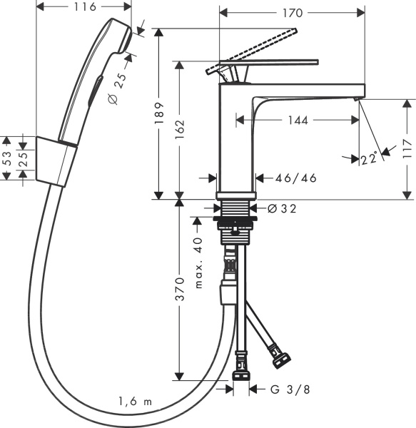 Набор для биде Hansgrohe Tecturis E 73210000 хром 73210000