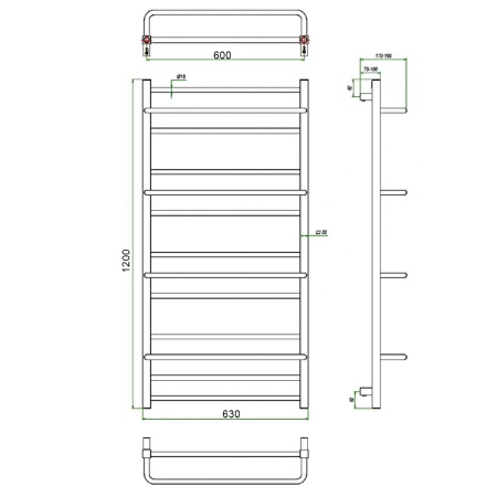 Полотенцесушитель ГРОТА VISTA 63/120
