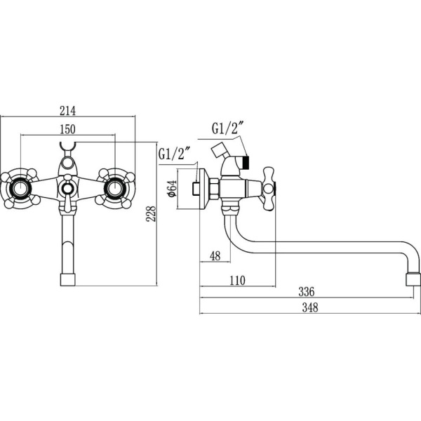 Смеситель для ванны Fmark FM2208, хром