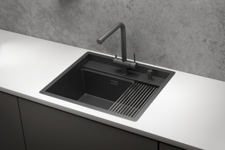 Мойка для кухни Granula Kitchen Space 6051 черный матовый, 60х51 см, прямоугольная