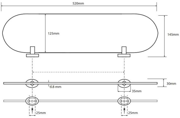Полочка Bemeta Oval 118402031