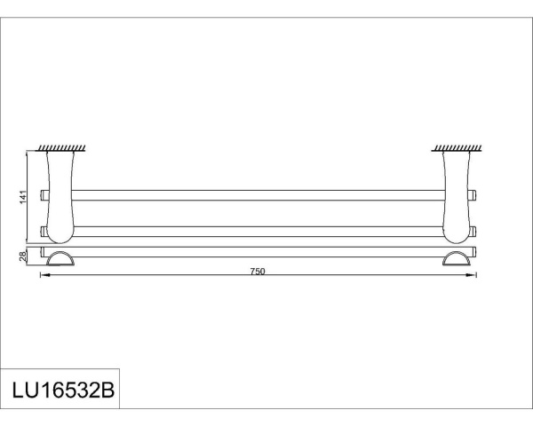 Полотенцедержатель двойной RUSH Luson LU16532B 70 см