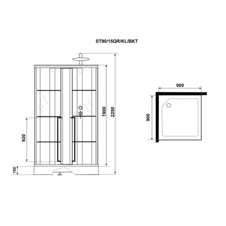 Душ.каб. Niagara Standart ST90/15QR/KL/BKT (900х900х2250) 3 места