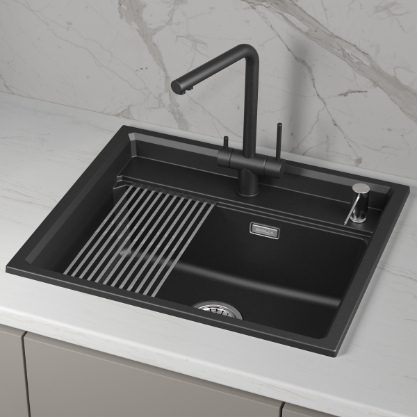 Мойка для кухни Granula Kitchen Space 6003i шварц, 60х51 см, прямоугольная