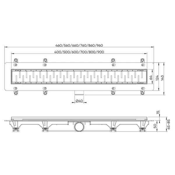 Душевой лоток Veconi Stesso Line Graphite  900