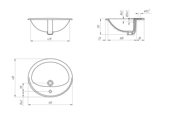 Раковина в столешницу Cersanit CALLA 54, S-UM-Cl/1-w