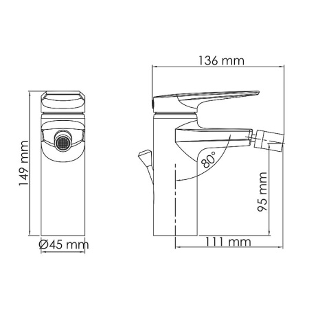 Смеситель для биде Wasserkraft Aisch 5506 с донным клапаном