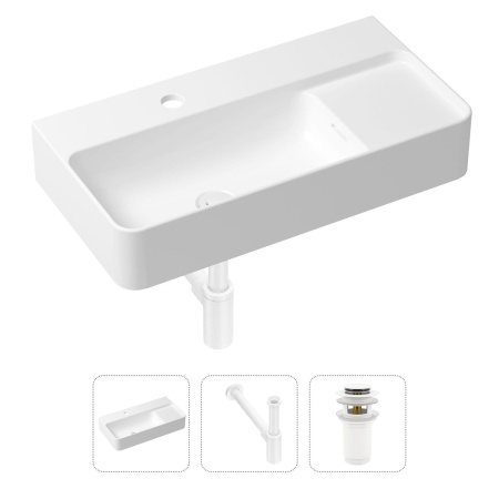 Комплект 3 в 1 Lavinia Boho Bathroom Sink 21520500: накладная фарфоровая раковина 60 см, металлический сифон, донный клапан