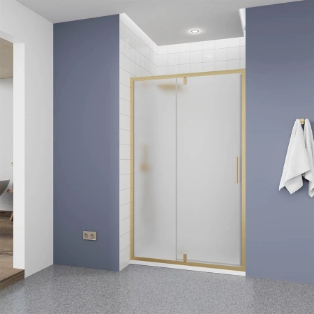 Душевая дверь Veconi Ottimo P20 G, 1000x1900, золото брашинг, стекло матовое