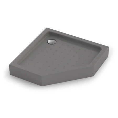 Душевой поддон пятиугольный (трапеция) Veconi Tezeo Acrylic TZ-53GR, 1000x1000x150, акрил, серый