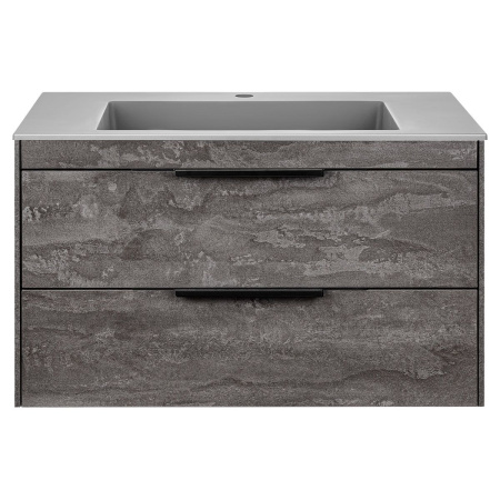 Тумба Vincea Chiara 2D 800 подвесная, 2 выкатных ящика soft-close, G.Stone с умывальником VCB-13800G из кварца, цвет серый