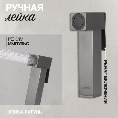 Смеситель встраиваемый с гигиеническим душем Hansberge H3077 Графит