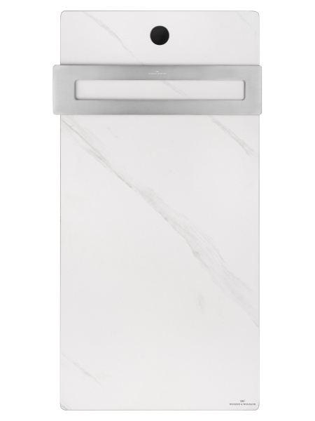 Полотенцесушитель электрический с греющей плитой Белый мрамор WONZON & WOGHAND, Брашированный никель (WW-A501-BR)