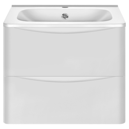 Тумба Vincea Paola 600 подвесная, 2 выкатных ящика soft close, G.White с умывальником VCB-2VP600W из искуственного камня, цвет белый