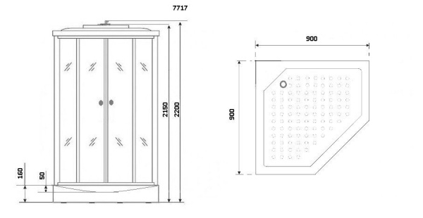 Душевая кабина Niagara Luxe NG-7717W 100x100x215, низкий поддон, стенки белые