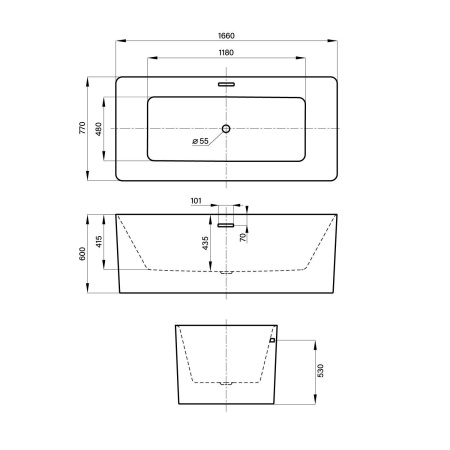 Акриловая ванна в наборе 3 в 1: отдельностоящая ванна, ножки, экран Wellsee Pure BY Wellsee 230706000