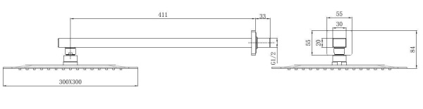 Верхний душ Allen Brau Infinity 5.21A19-31 черный матовый