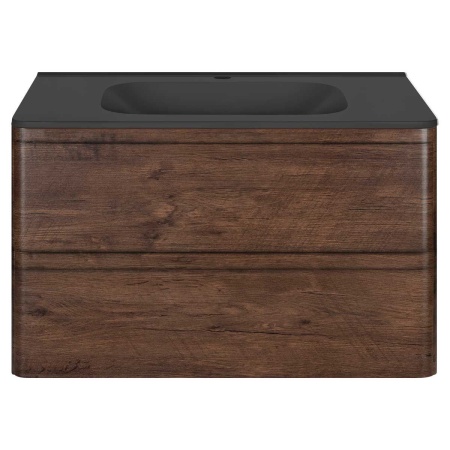 Тумба Vincea Vico 800 подвесная, 2 выкатных ящика soft close, R.Wood с умывальником VCB-2VP800B из искусственного камня, цвет черный