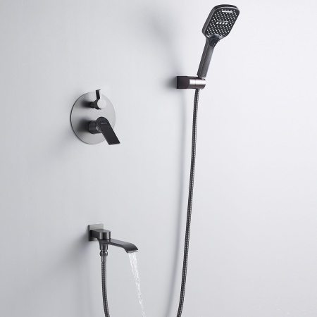 Душевая система встраиваемая Shevanik S4135T, оружейная сталь