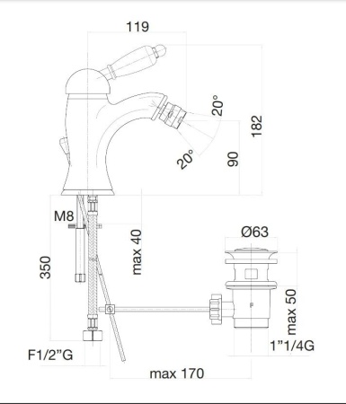 Смеситель для биде Fiore Imperiale 83ZZ5321, бронза