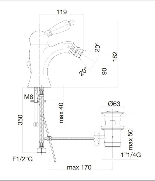 Смеситель для биде Fiore Imperiale 83ZZ5321, бронза