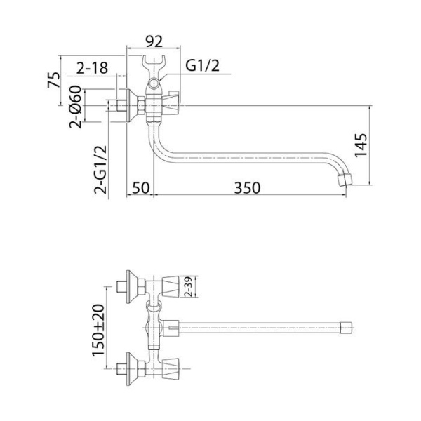 Смеситель для ванны с длинным изливом Milardo Tring TRISB02M10