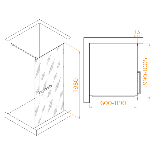 Душевая перегородка RGW WA-040 1000