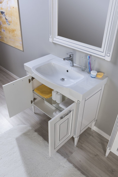 Тумба под раковину Aquanet Паола 90 белый/серебро