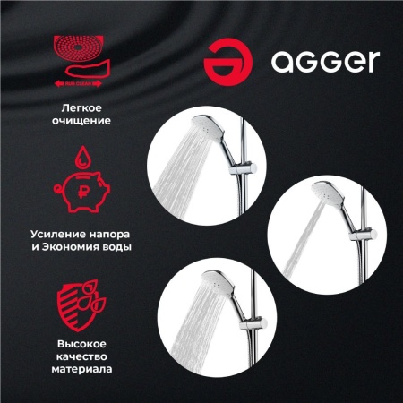 Agger GRHS05Душевая лейка. Цвет хром.Материал Abs-пластик. Гарантия2 года, хром