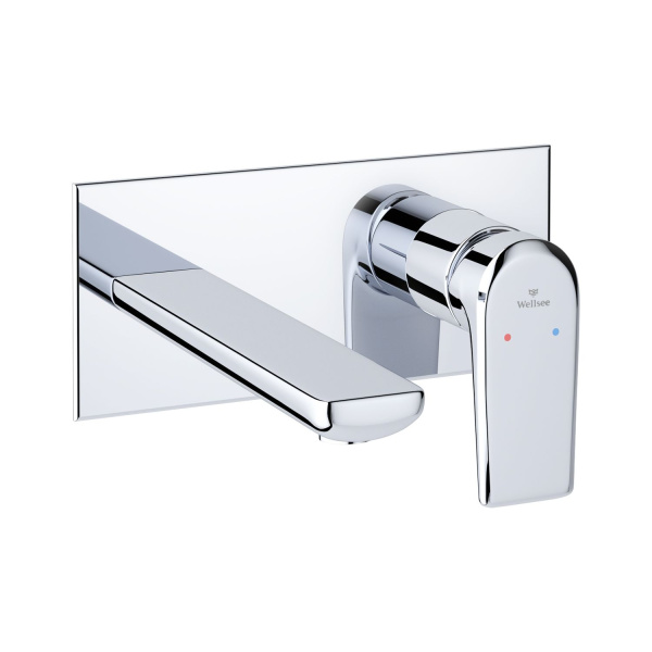 Раковина для ванной Wellsee Croquis 201000601 в наборе 2 в 1: овальная раковина белого глянцевого цвета, встраиваемый смеситель в цвете хром