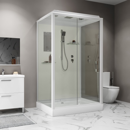Душевая кабина Niagara Standart ST100/80/15Q (100х80х215) прямоугольник,поддон 15см,распашная,проф.белый