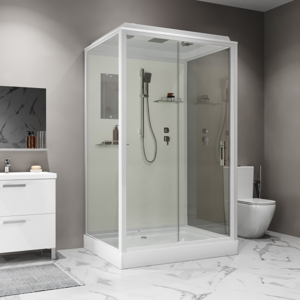 Душевая кабина Niagara Standart ST120/90/15Q (120х90х215) прямоугольник,поддон 15см,распашная,проф.белый