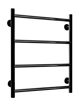 Полотенцесушитель водяной Fincopper FCEN 630х500 черный RAL 9005, 4 перекладины, нижнее подключение угловые гайка/штуцер 1/2'х3/4' с чашками и эксентриками