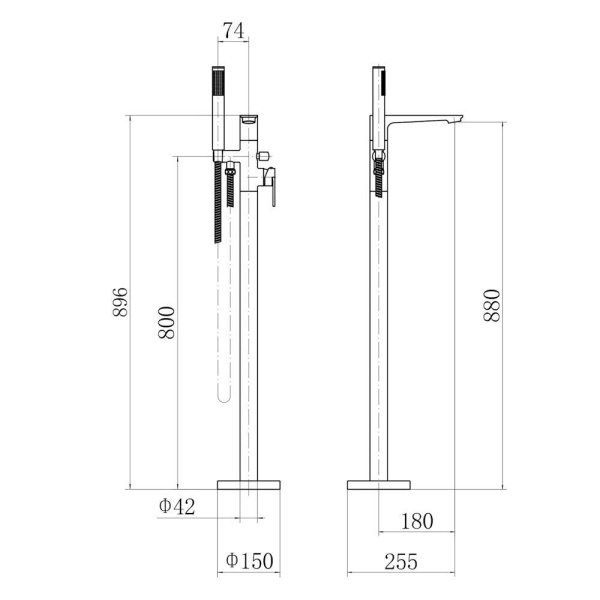 Смеситель для ванны напольный FASHUN A3085-7, чёрный