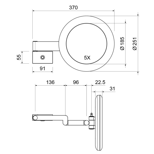 Зеркало косметическое с подсветкой TIMO Petruma 15276/00, хром