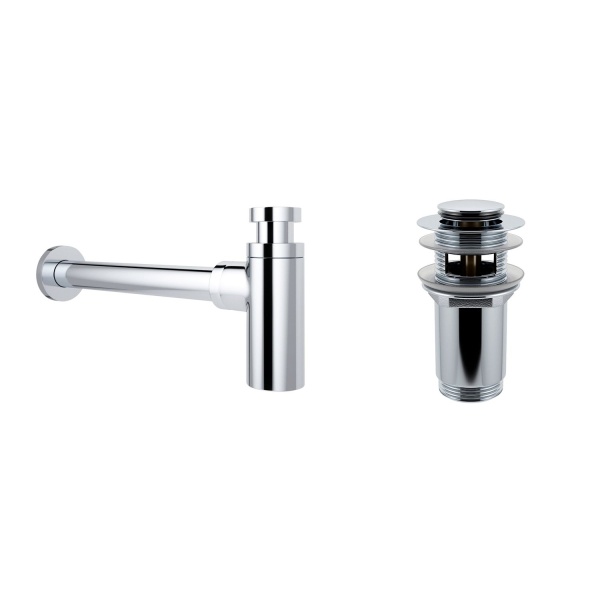 Комплект 3 в 1 Lavinia Boho Bathroom Sink 21520546: врезная фарфоровая раковина 60 см, металлический сифон, донный клапан