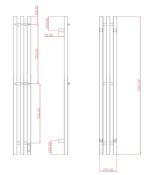 Полотенцесушитель электрический с/т Comfysan Альто-К (Alto-K) EC-3 120/12, никель, гальваника