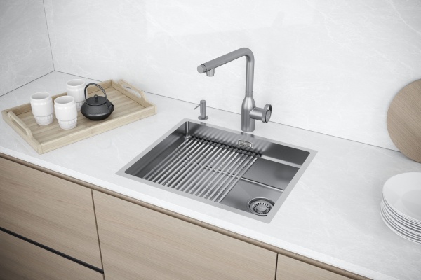 Смеситель для кухни URBAN, брашированная сталь, Ur213104-BS, Paulmark