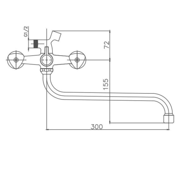 Смеситель для ванны Cron CN2211-2, хром