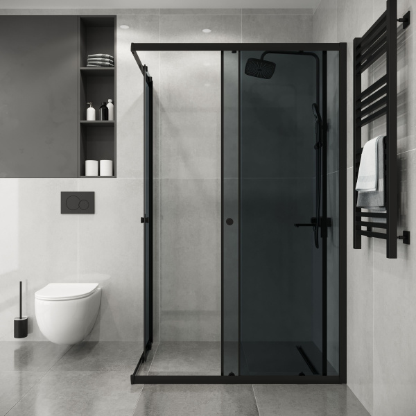 Душевое ограждение Niagara Eco NG-1118-14QT (110х80х190) прямоугольник,раздвижное,черный,стекло тонированное