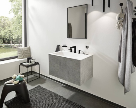 Hansgrohe Finoris Смеситель для раковины на 3 отверстия 110 со сливным клапаном Push-Open белый матовый 76033700