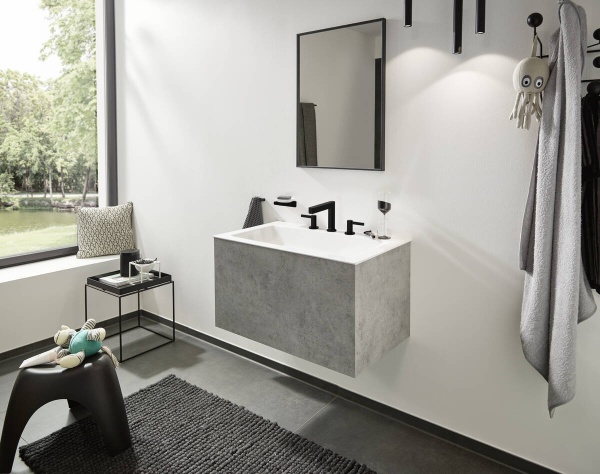 Hansgrohe Finoris Смеситель для раковины на 3 отверстия 110 со сливным клапаном Push-Open белый матовый 76033700