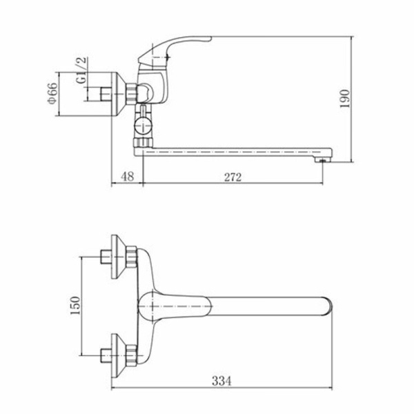 Смеситель для ванны FASHUN A2136, хром