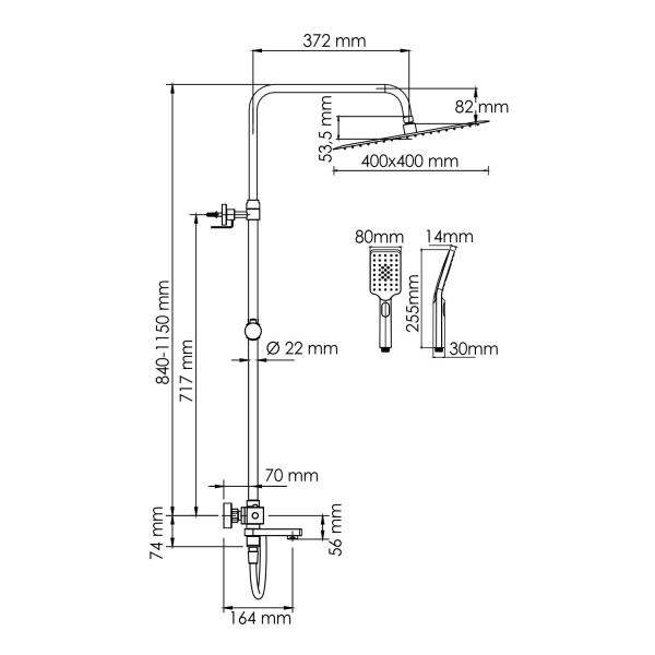 A199.119.103.087.CH Thermo Душевой комплект WasserKRAFT с термостатическим смесителем