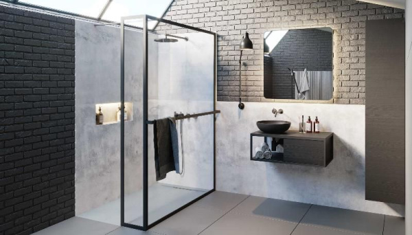 Душевая перегородка Riho Lucid GD402 90 GD409B030 черный матовый