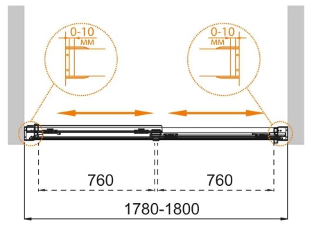 Душевая шторка на ванну CEZARES TANDEM-SOFT-VF-2-180/145-C-Cr-IV