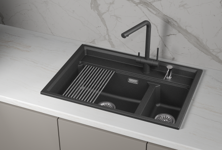 Мойка для кухни Granula Kitchen Space 7302i черный, 73х51 см, прямоугольная