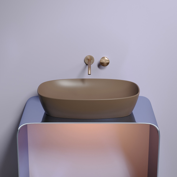 Умывальник Ceramicanova чаша накладная овальная (цвет Капучино Матовый) Element 600x380x138мм