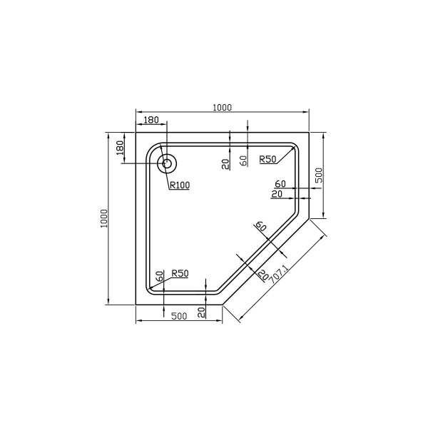 Поддон для душа акриловый Vincea VST-2AP-1010, 1000*1000*135, сифон Ф90 с гидрозатвором