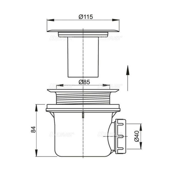 Cифон для душевого поддона Alcaplast с нержавеющей peшeткой, A48